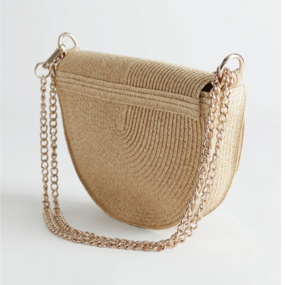 Straw Crossbody Half Moon Bag - Picture 2 of 9